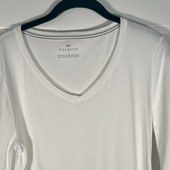 Talbots long sleeve V-neck T-shirt colors is white size is large - Picture 2 of 4